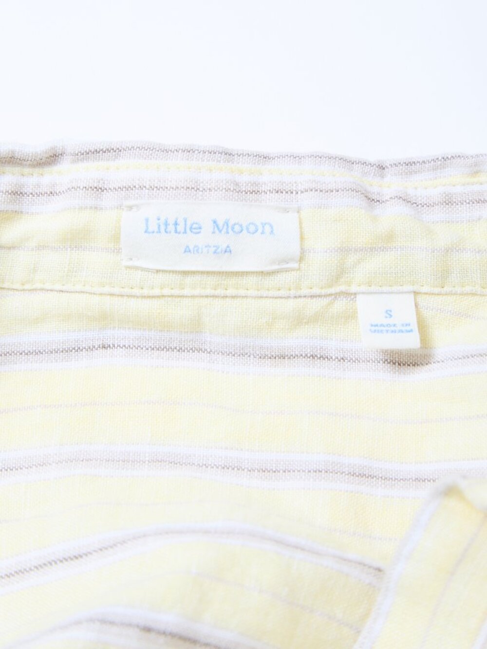 Aritzia Little Moon Portofino Relaxed 100% Linen Striped Button Up Shirt Coastal - Picture 5 of 10